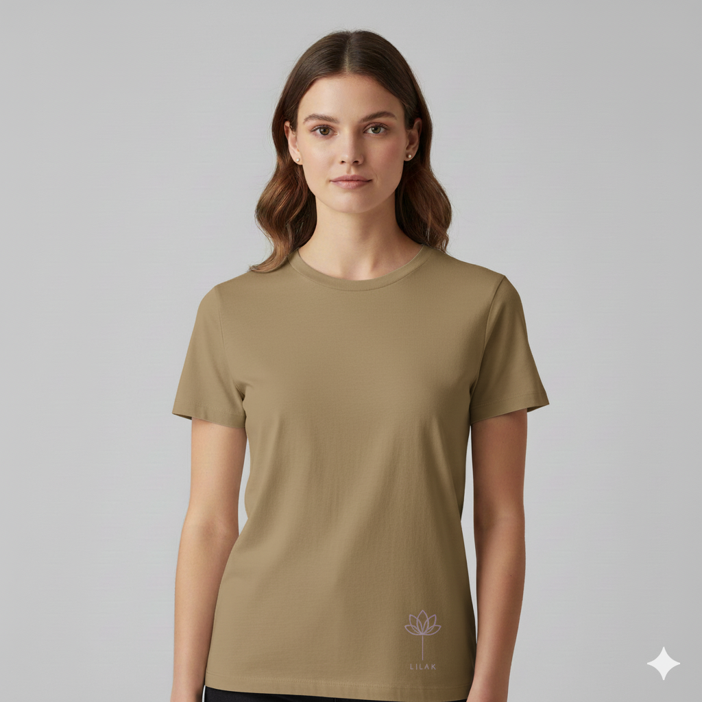 Supima Cotton Lotus Line Icon T-Shirt - Unisex Premium Minimal Botanical Tee | Lilak
