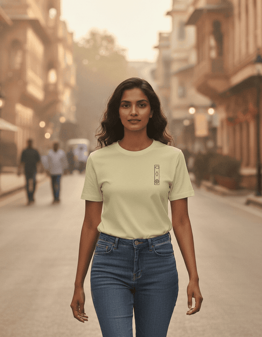 Unisex Supima Cotton T-Shirt - Madhubani Thread Effect Folk Art Design | Premium Heritage Tee