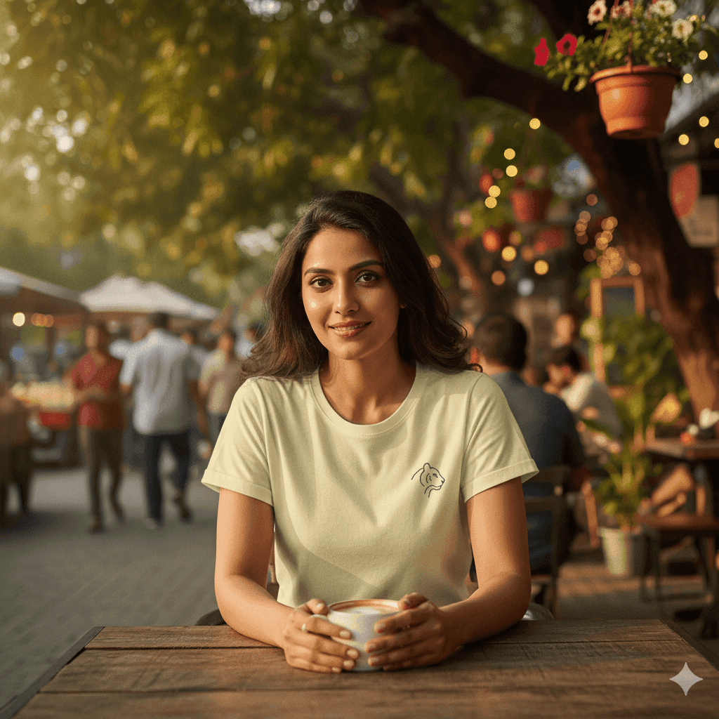 Unisex Supima Cotton T-Shirt - Tiger Thread Effect Outline Design | Premium Wildlife Tee