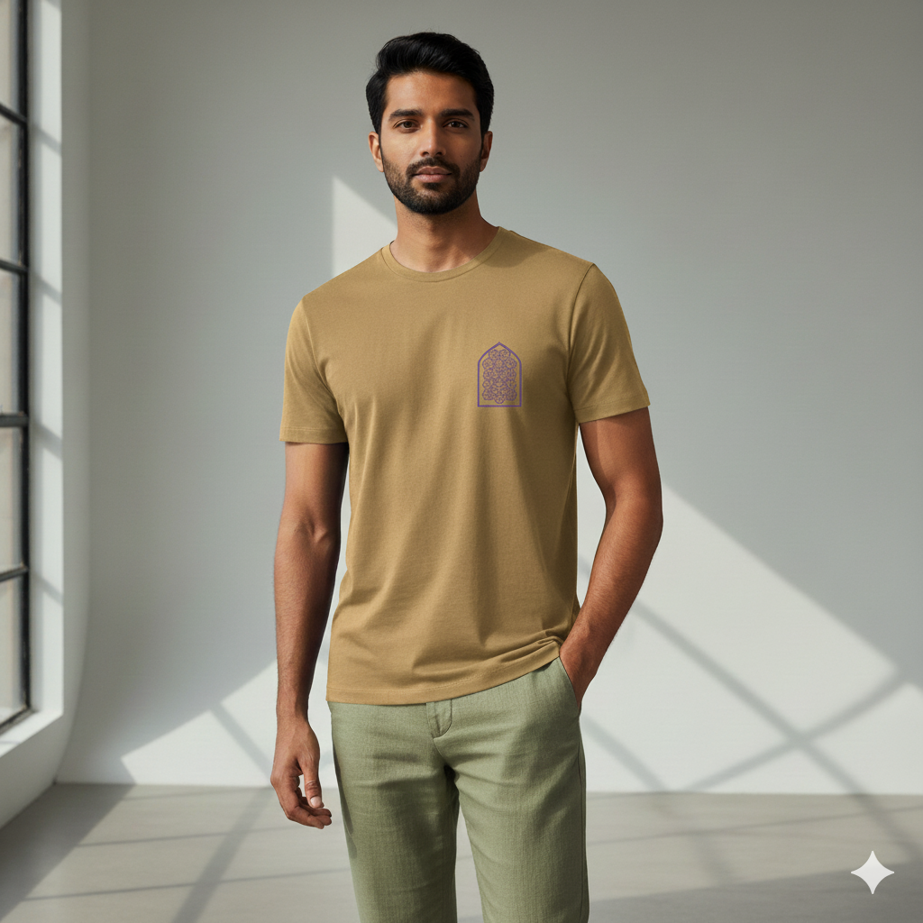 Supima Cotton Mughal Arch Jali T-Shirt - Unisex Premium Minimal Heritage Tee | Lilak
