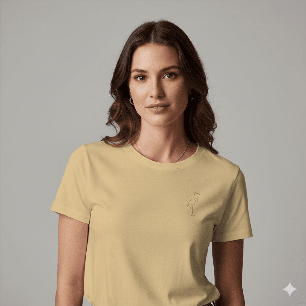 Lilak Supima Cotton T-Shirt - Minimal Crane Line Art | Unisex Premium Tee