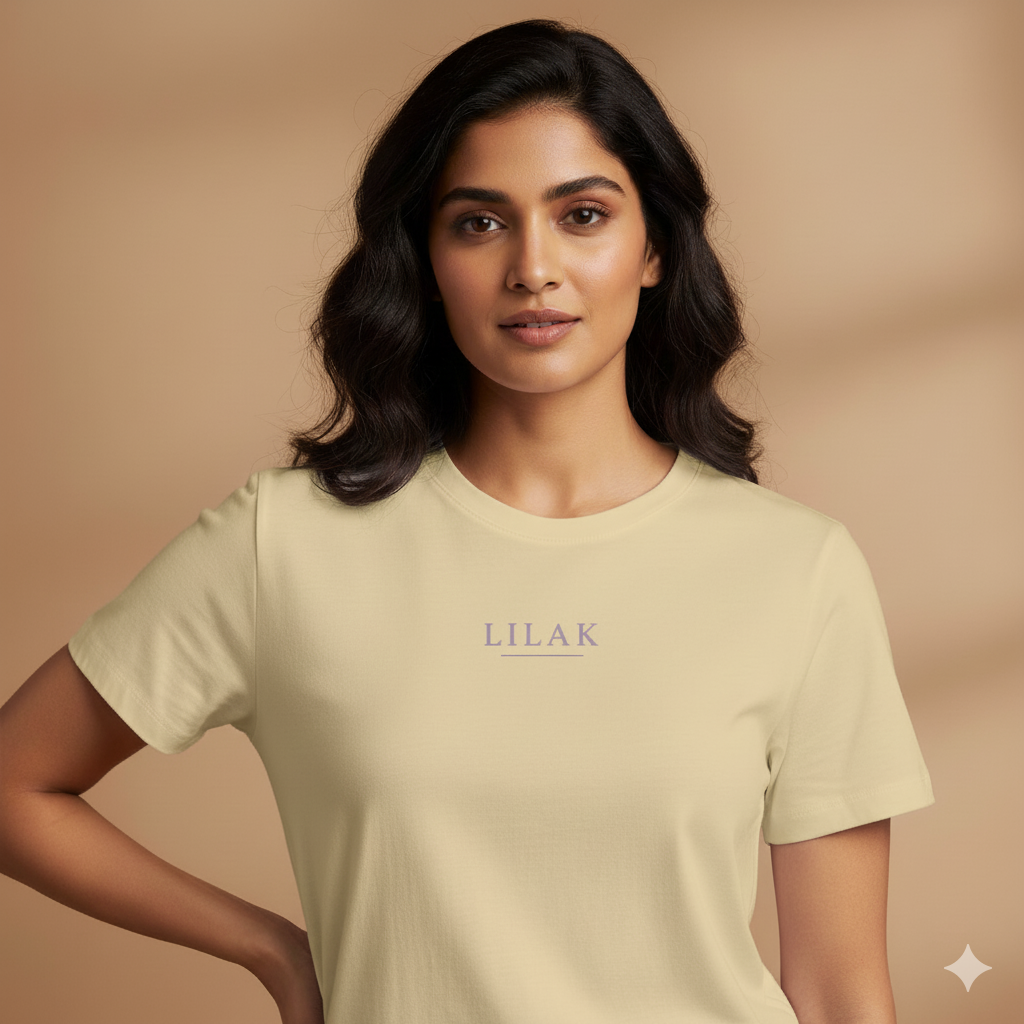 Supima Cotton Lilak Underline Logo T-Shirt - Women's Premium Minimal Tee