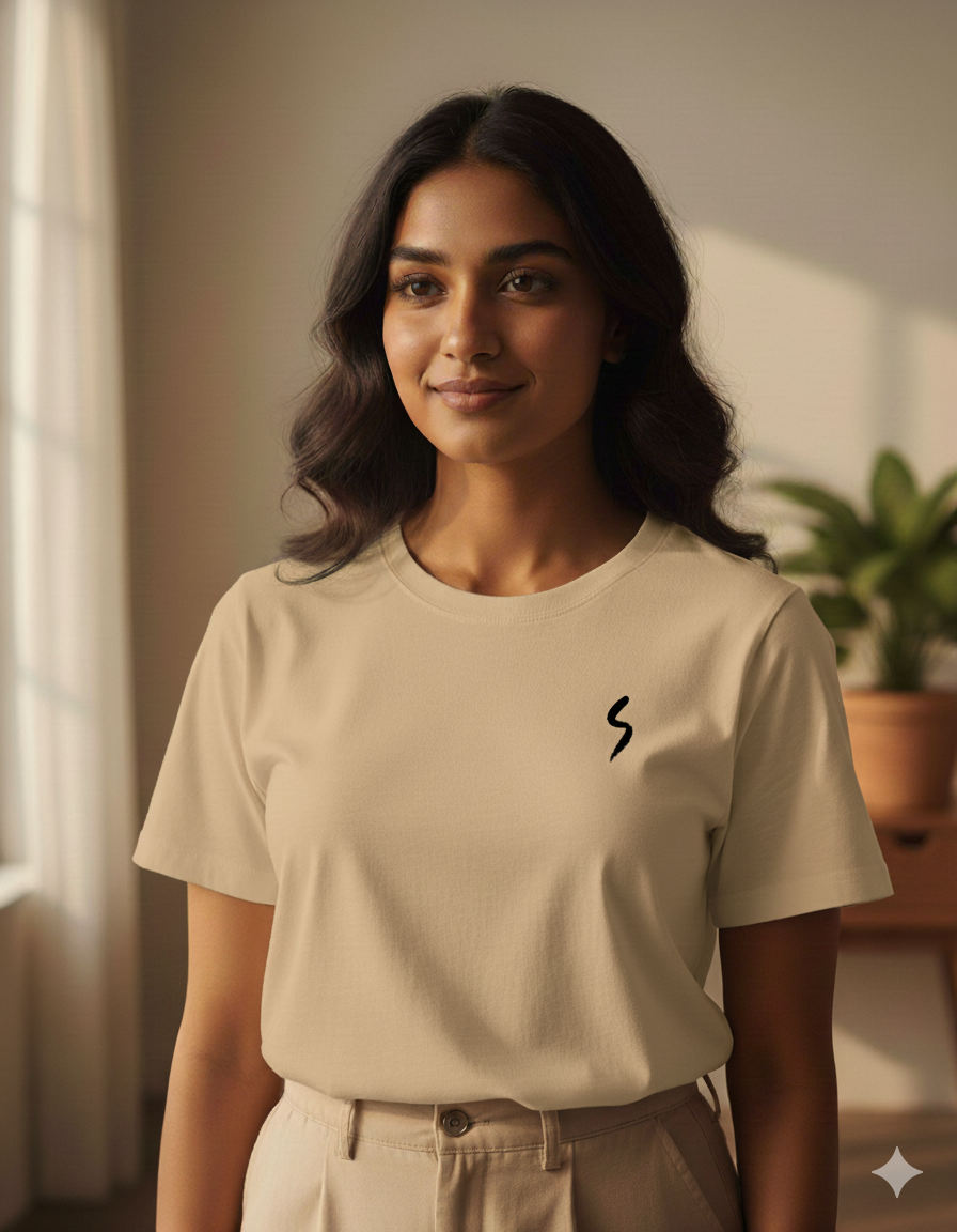 Unisex Supima Cotton T-Shirt - Abstract Brush Stroke Thread Effect | Minimal Artistic Tee