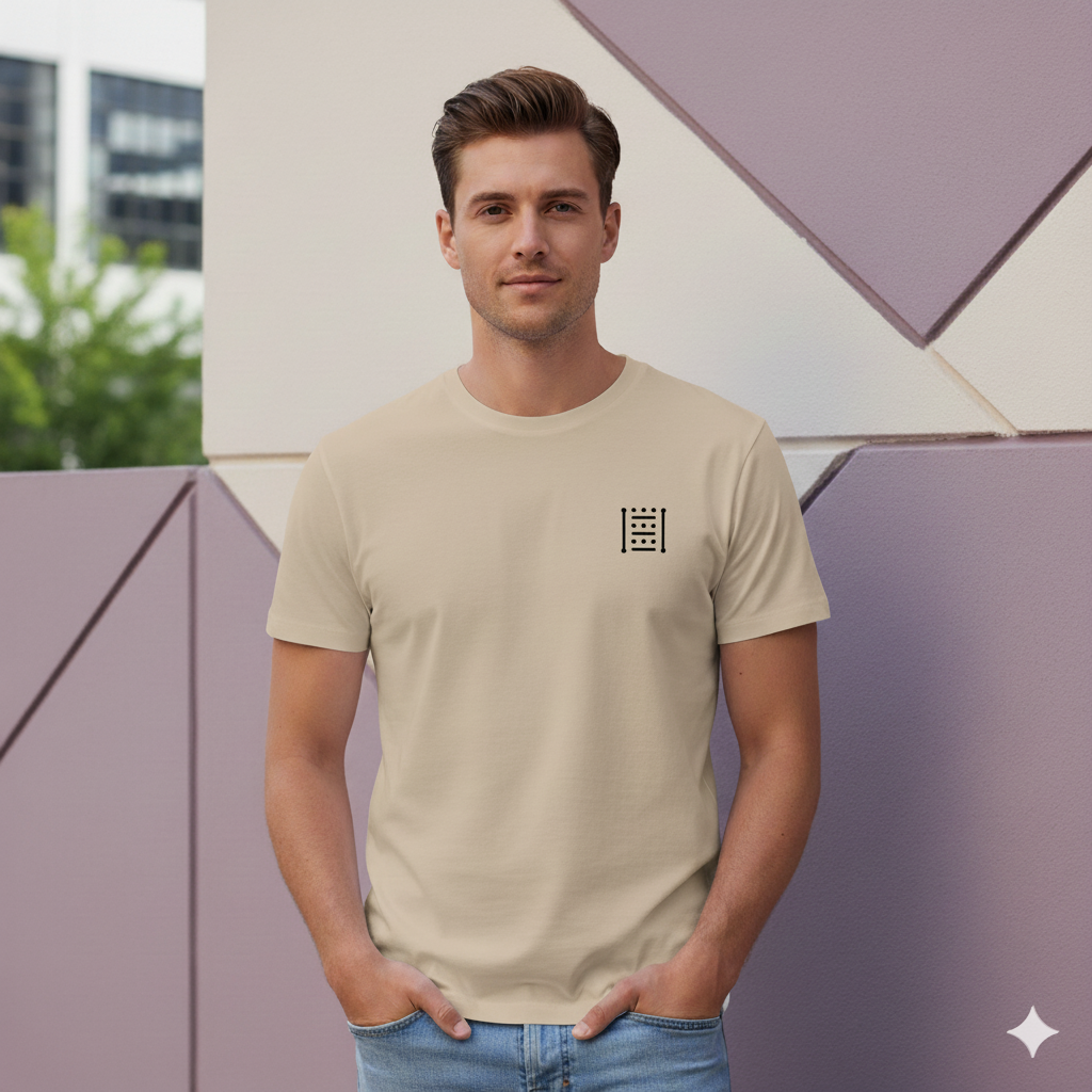 Unisex Supima Cotton T-Shirt - Geometric Tribal Thread Effect Design | Premium Minimal Heritage Tee