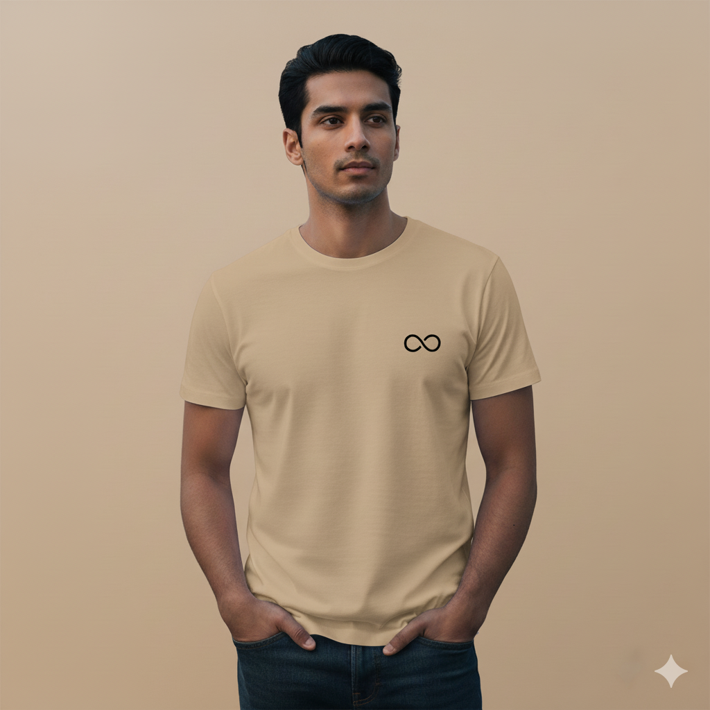 Unisex Supima Cotton T-Shirt - Infinity Loop Thread Effect | Minimal Eternal Symbol Tee