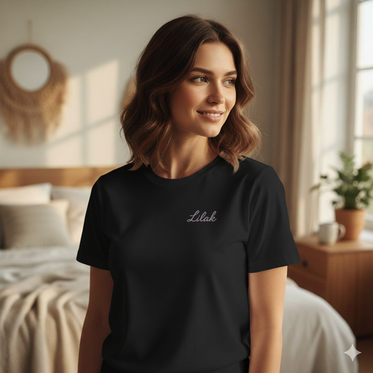 Lilak Script Thread Effect Supima Cotton T-Shirt - Unisex Premium Minimal Tee