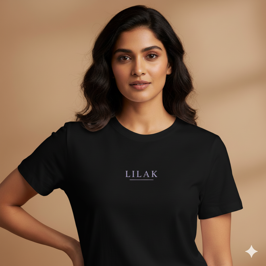 Supima Cotton Lilak Underline Logo T-Shirt - Women's Premium Minimal Tee