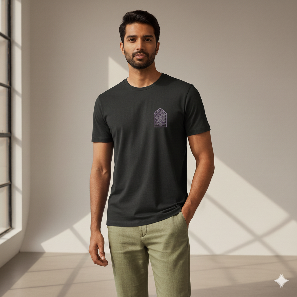 Supima Cotton Mughal Arch Jali T-Shirt - Unisex Premium Minimal Heritage Tee | Lilak