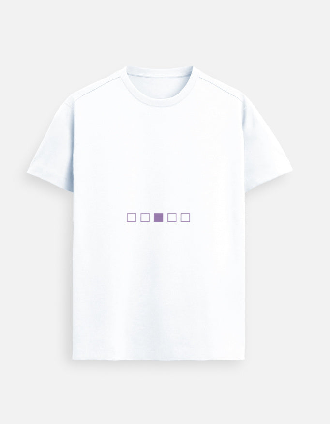 Lilak Unisex White Supima Cotton T-Shirt – Minimal Chess Stripe Design, Premium 160 GSM Tee