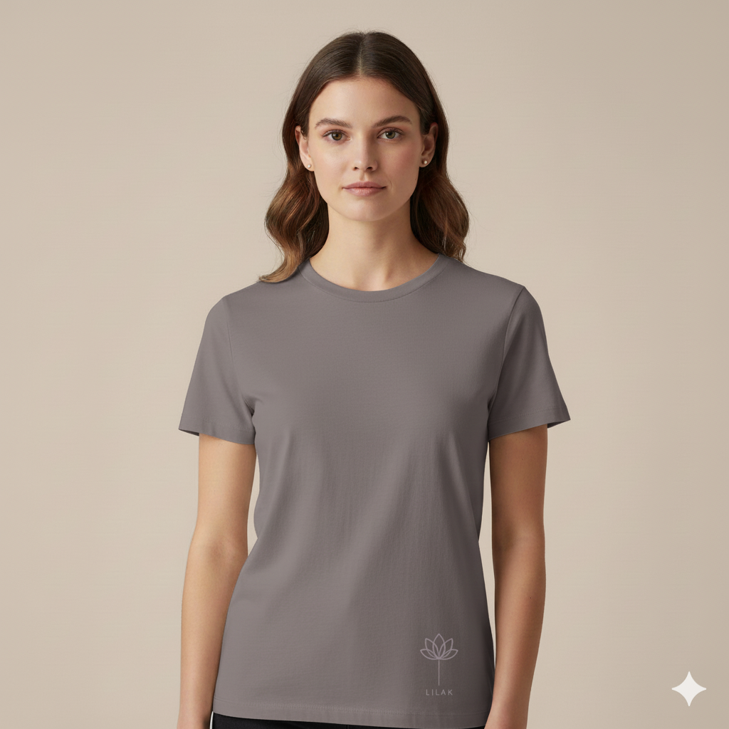 Supima Cotton Lotus Line Icon T-Shirt - Unisex Premium Minimal Botanical Tee | Lilak