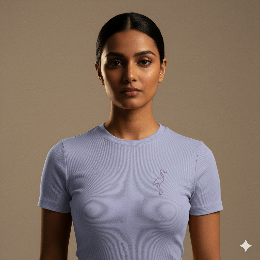 Lilak Unisex Lavender Supima Cotton T-Shirt – Minimal Crane Thread Effect Design, Premium Regular Fit Tee