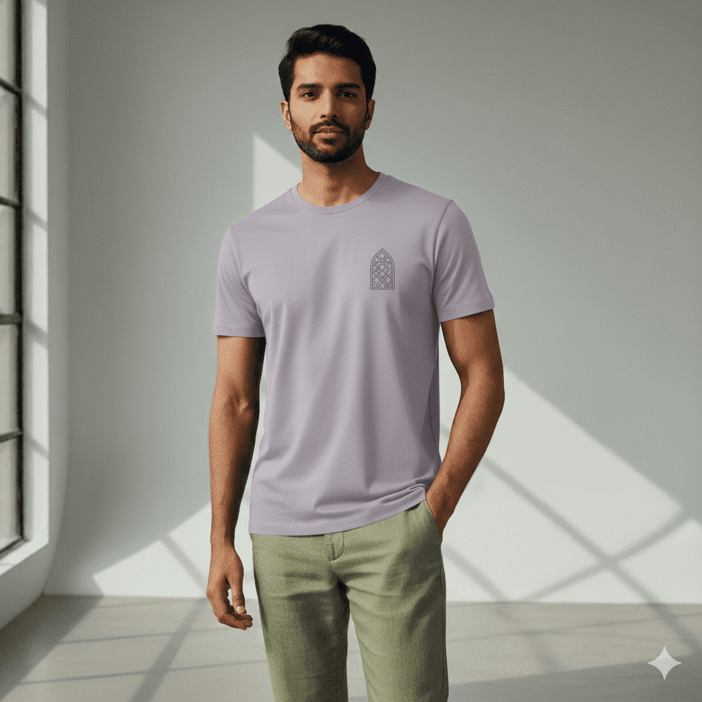 Supima Cotton Mughal Arch Jali T-Shirt - Unisex Premium Minimal Heritage Tee | Lilak