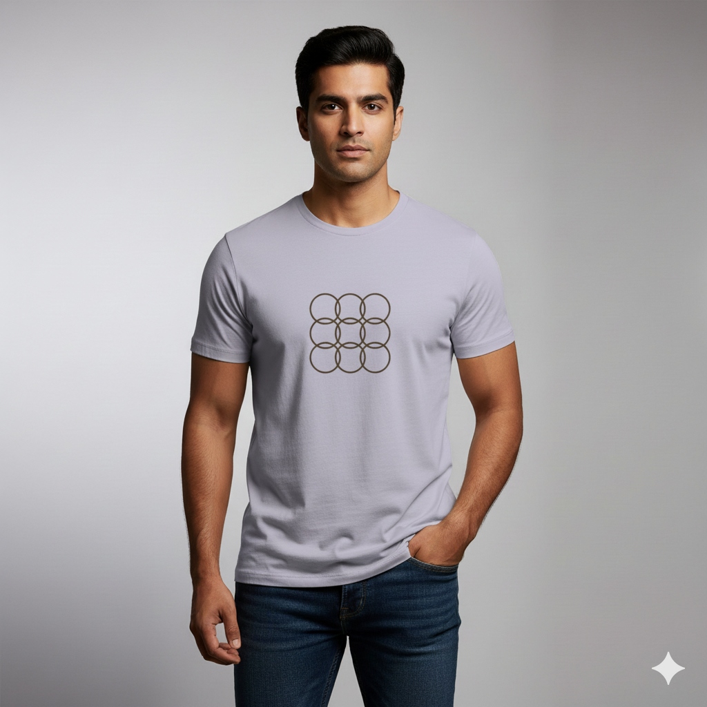 Lilak Unisex Lavender Supima Cotton T-Shirt – Minimal Geometric Circles Design, Premium Luxury Tee
