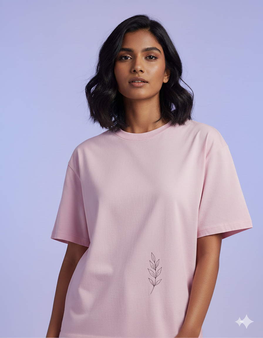 Supima Cotton Botanical Leaf Stem T-Shirt - Unisex Minimal Nature-Inspired Tee | Lilak