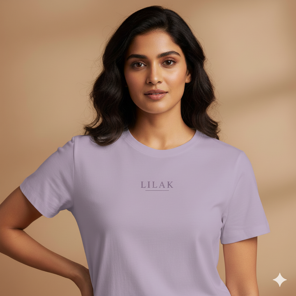 Supima Cotton Lilak Underline Logo T-Shirt - Women's Premium Minimal Tee
