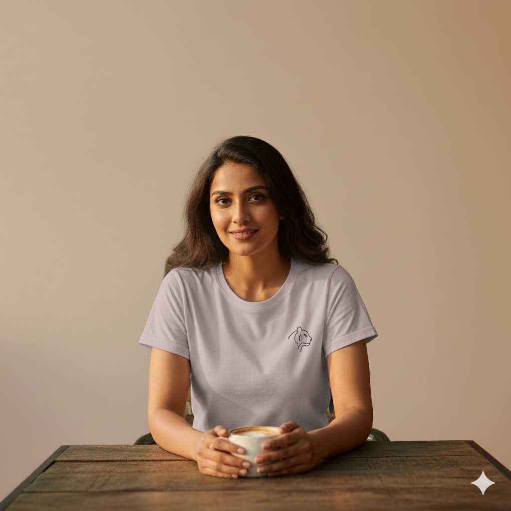 Unisex Supima Cotton T-Shirt - Tiger Thread Effect Outline Design | Premium Wildlife Tee