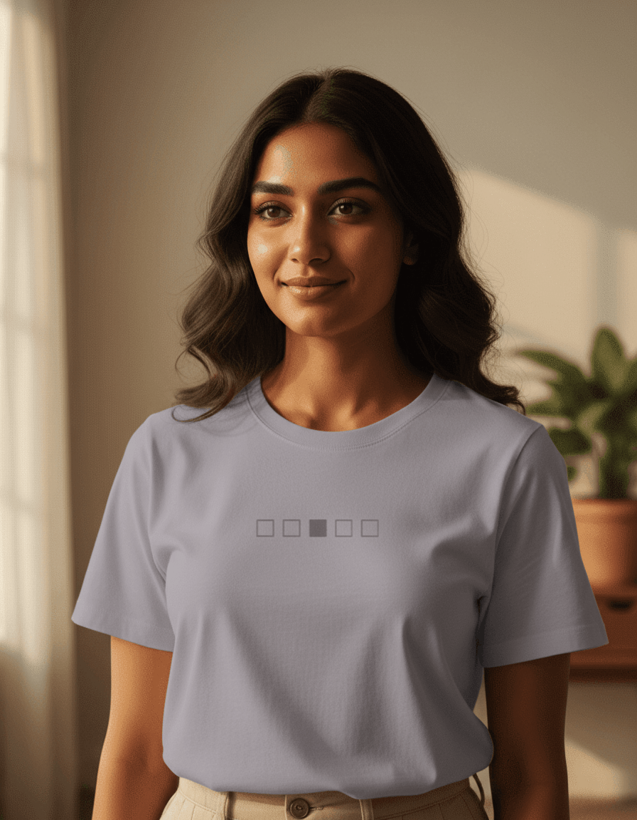 Lilak Unisex Lavender Supima Cotton T-Shirt – Minimal Chess Stripe Design, Premium 160 GSM Tee