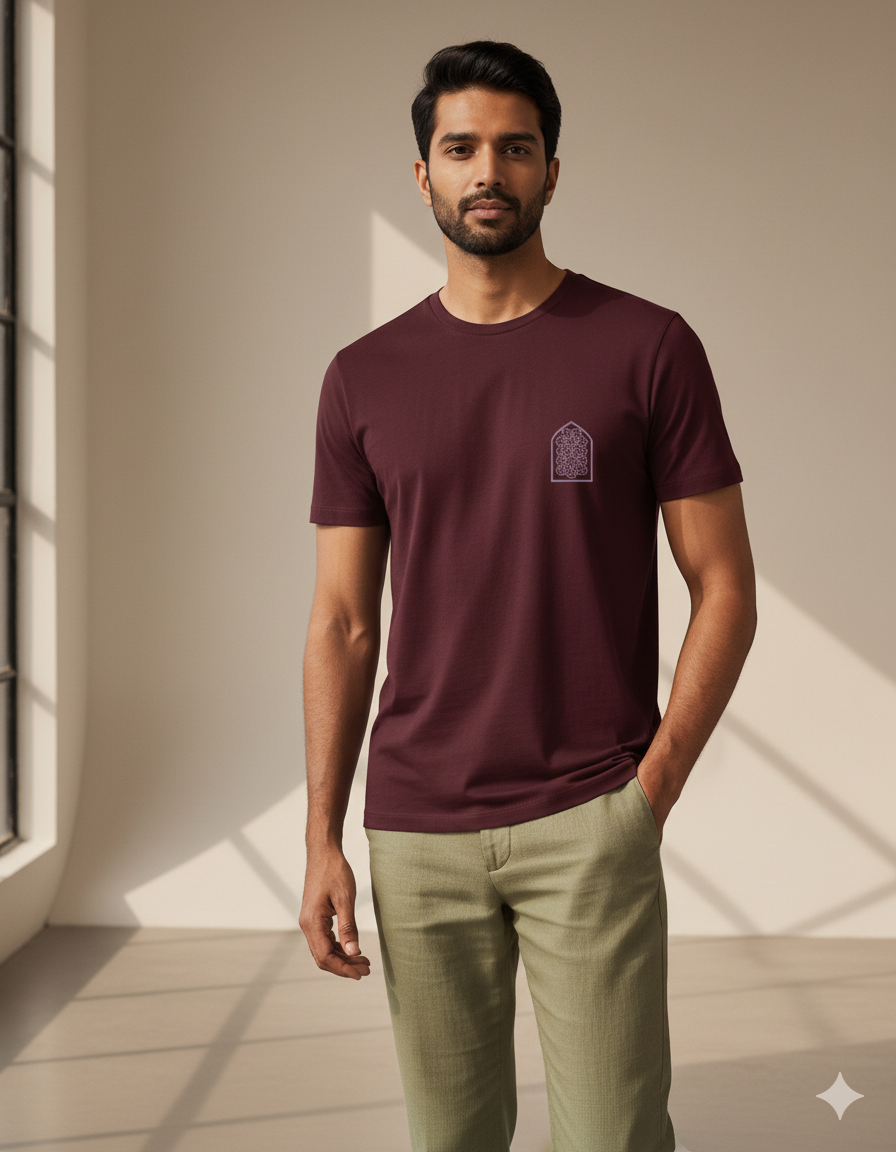 Supima Cotton Mughal Arch Jali T-Shirt - Unisex Premium Minimal Heritage Tee | Lilak