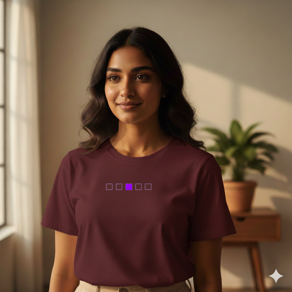 Lilak Unisex Maroon Supima Cotton T-Shirt – Minimal Chess Stripe Design, Premium 160 GSM Tee