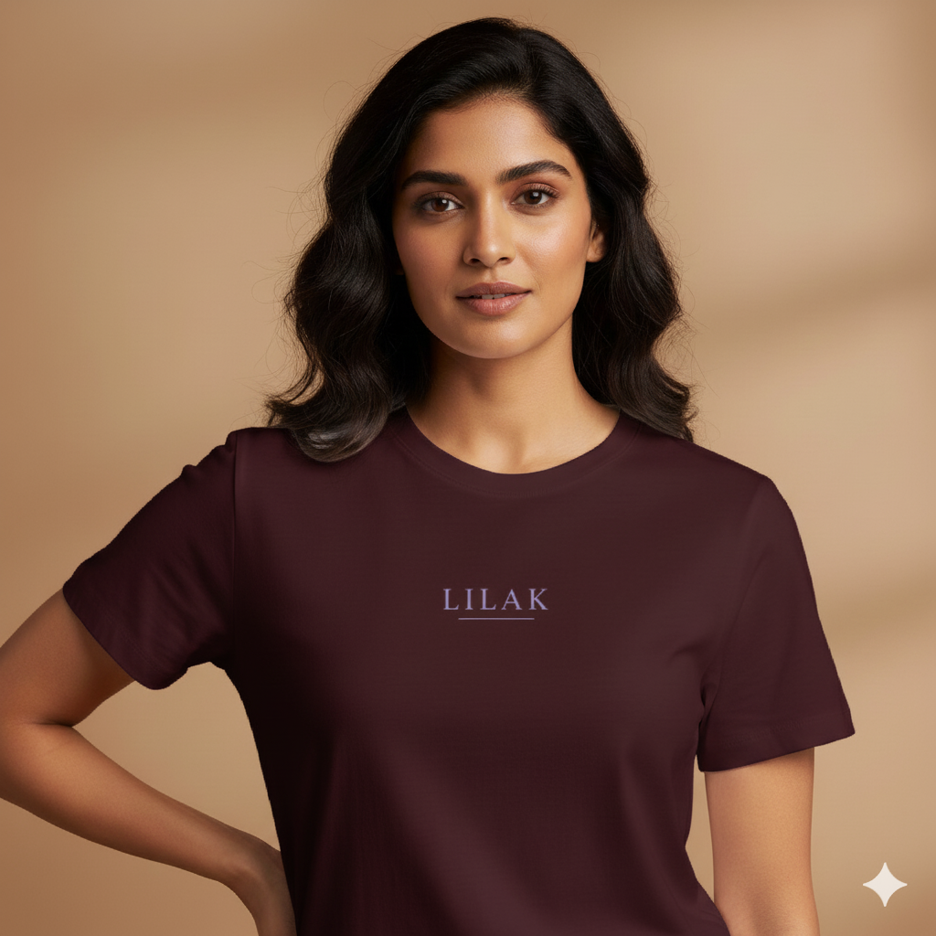 Supima Cotton Lilak Underline Logo T-Shirt - Women's Premium Minimal Tee