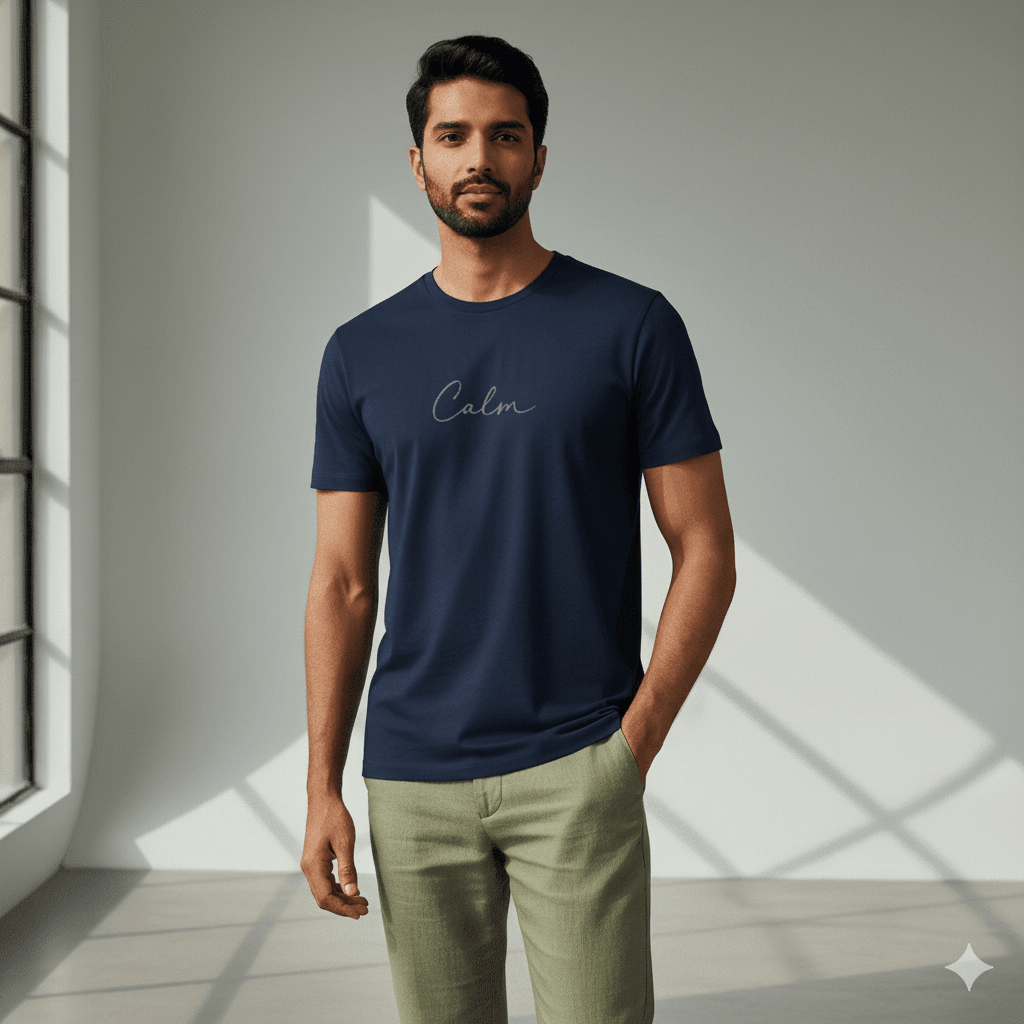 Lilak Unisex Supima Cotton CALM Script T-Shirt – Premium Minimal Typography Tee, 160 GSM