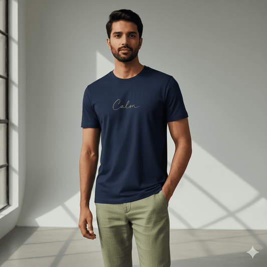 Lilak Unisex Supima Cotton CALM Script T-Shirt – Premium Minimal Typography Tee, 160 GSM