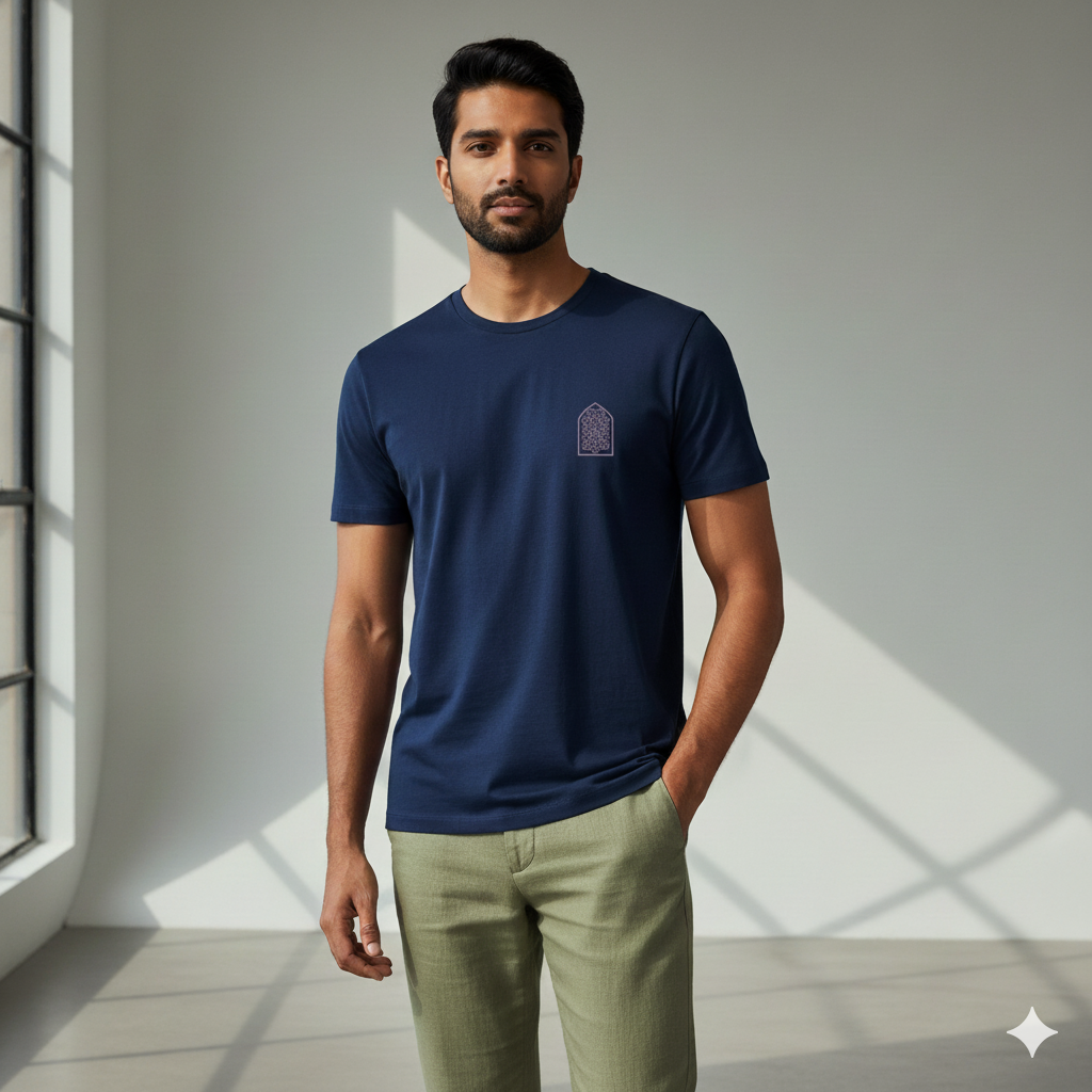 Supima Cotton Mughal Arch Jali T-Shirt - Unisex Premium Minimal Heritage Tee | Lilak