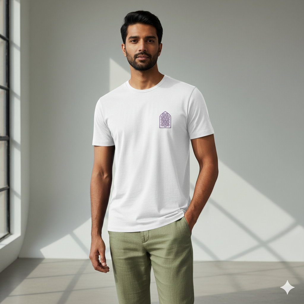 Supima Cotton Mughal Arch Jali T-Shirt - Unisex Premium Minimal Heritage Tee | Lilak