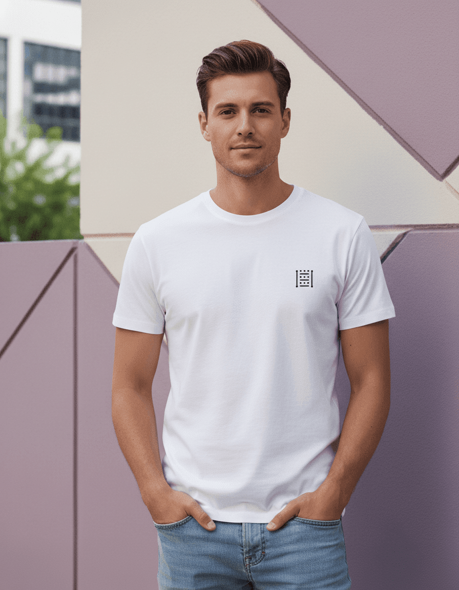 Unisex Supima Cotton T-Shirt - Geometric Tribal Thread Effect Design | Premium Minimal Heritage Tee