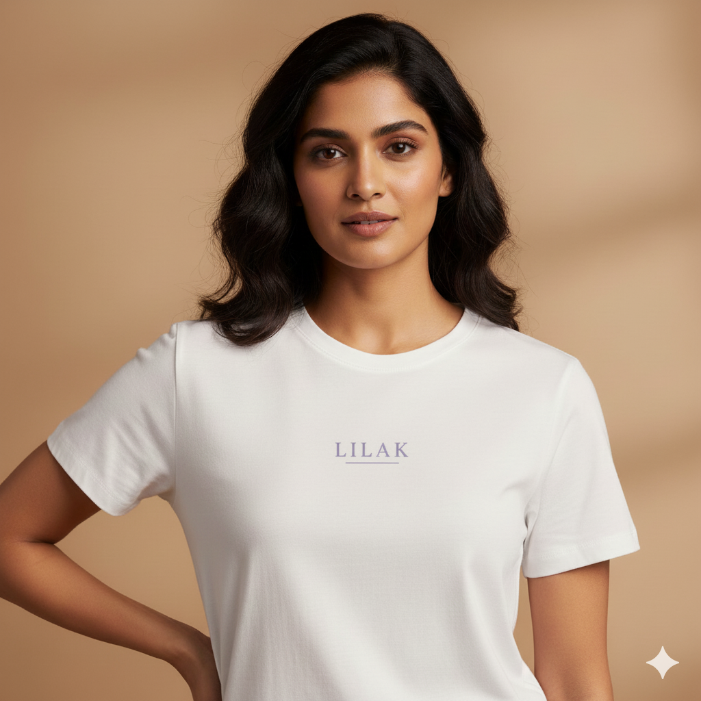 Supima Cotton Lilak Underline Logo T-Shirt - Women's Premium Minimal Tee