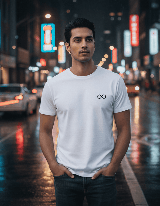 Unisex Supima Cotton T-Shirt - Infinity Loop Thread Effect | Minimal Eternal Symbol Tee