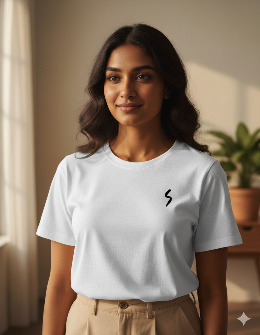 Unisex Supima Cotton T-Shirt - Abstract Brush Stroke Thread Effect | Minimal Artistic Tee