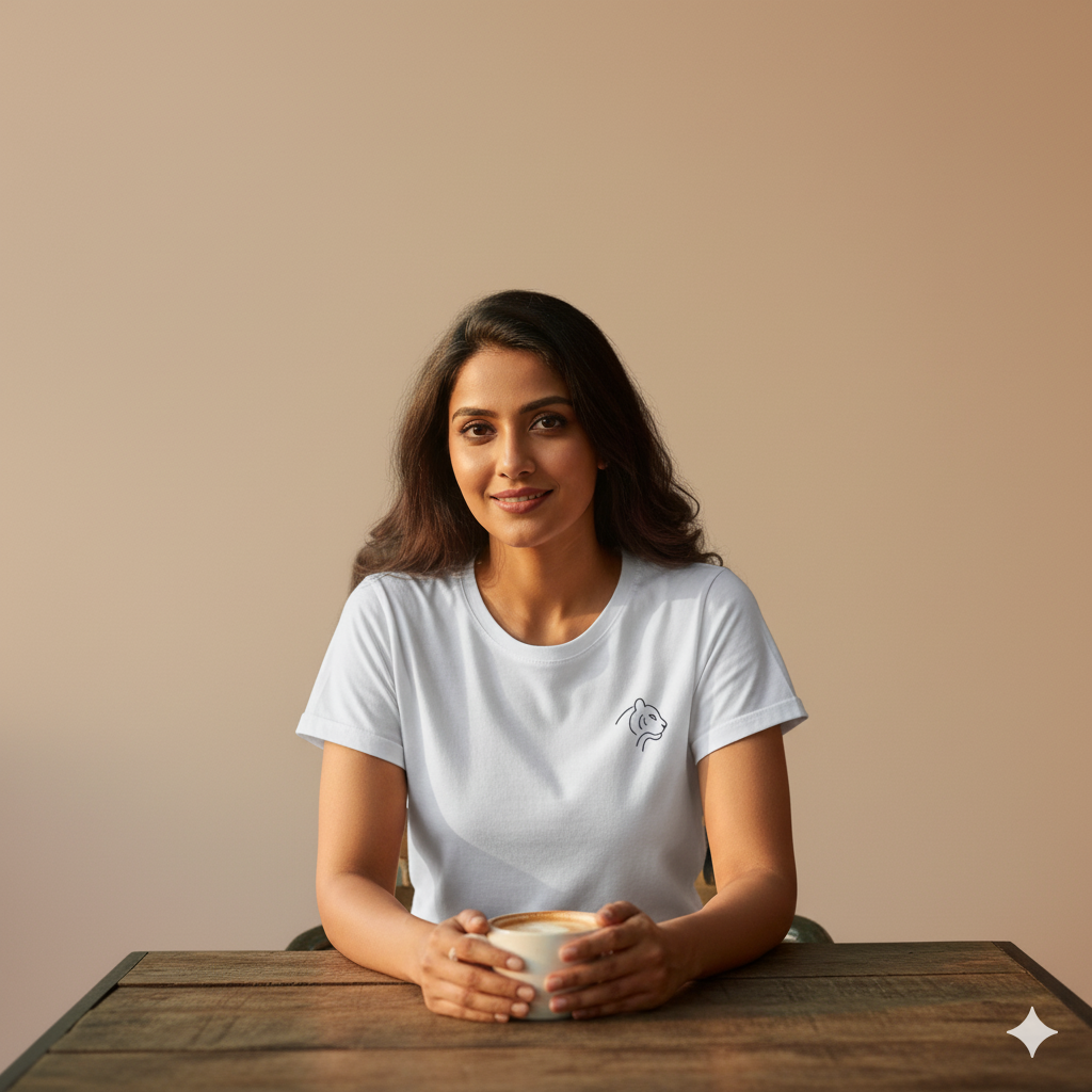 Unisex Supima Cotton T-Shirt - Tiger Thread Effect Outline Design | Premium Wildlife Tee