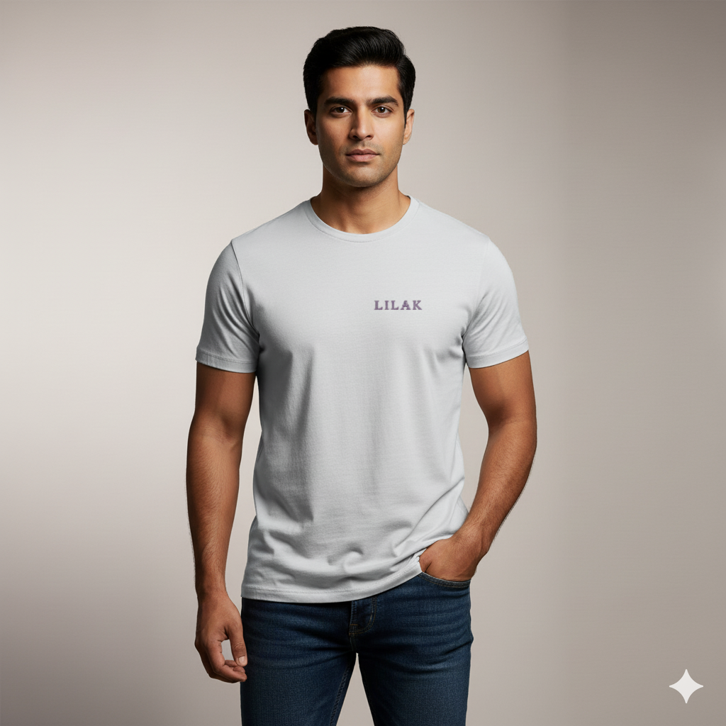 Lilak Script Thread Effect Supima Cotton T-Shirt - Unisex Premium Minimal Tee