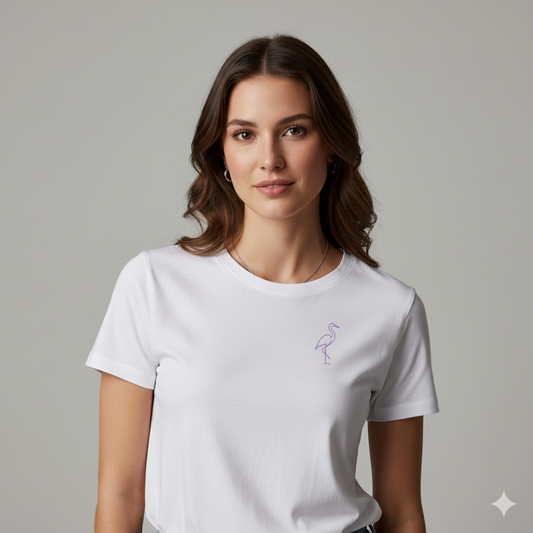 Lilak Supima Cotton T-Shirt - Minimal Crane Line Art | Unisex Premium Tee