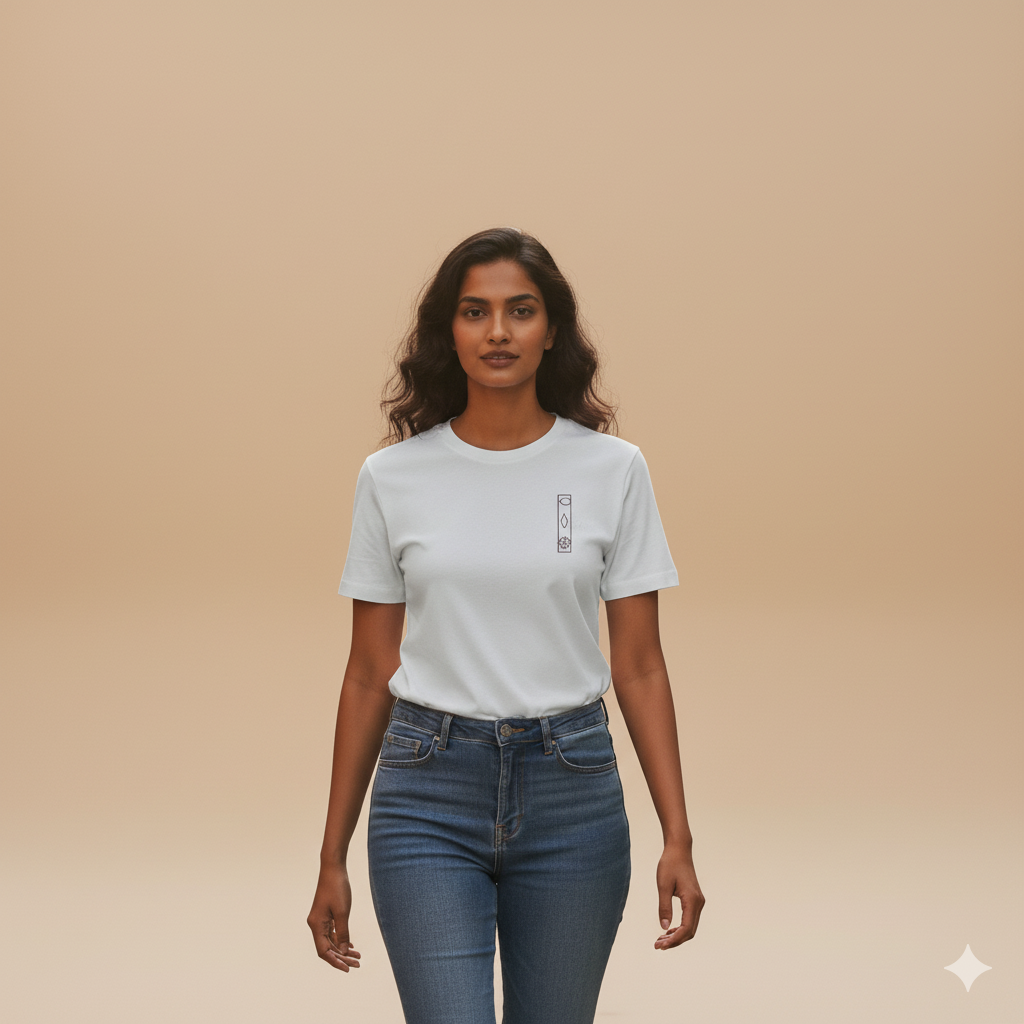 Unisex Supima Cotton T-Shirt - Madhubani Thread Effect Folk Art Design | Premium Heritage Tee