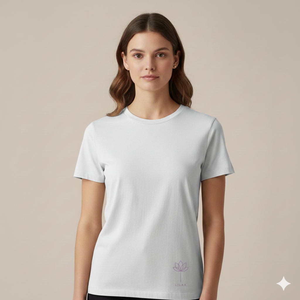 Supima Cotton Lotus Line Icon T-Shirt - Unisex Premium Minimal Botanical Tee | Lilak